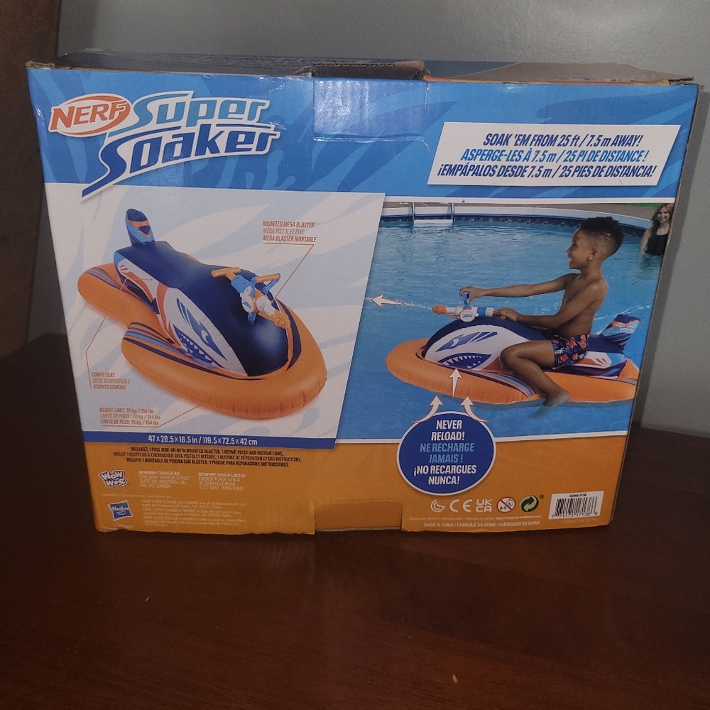 NERF Super Soaker Stormforce Ride-On Racer – Inflatable Pool Float - New - Picture 4 of 7